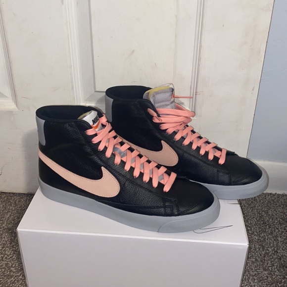 Nike Black Leather Coral Blazer Mid '77 Customized Sneaker Shoes New - Picture 4 of 13